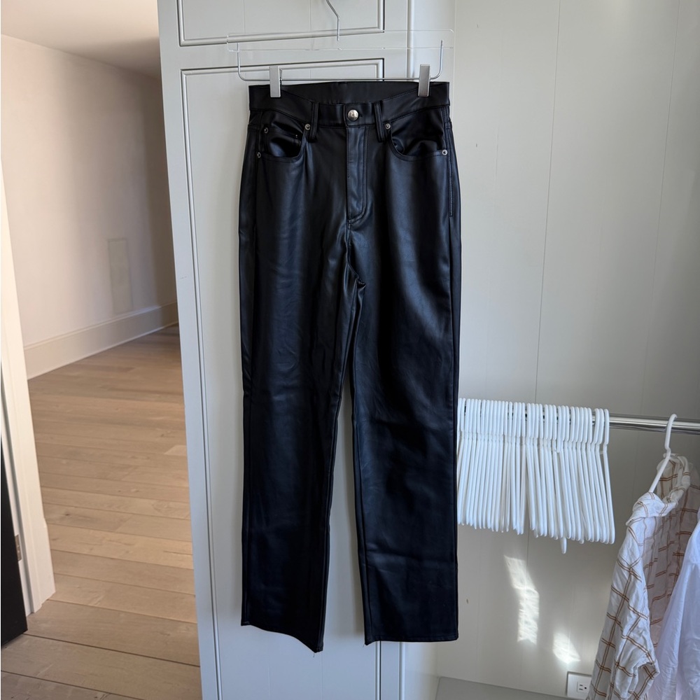 Olivaceous Black Faux Leather Pants
